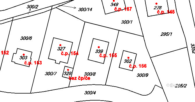 Lipovka 155, Rychnov nad Kněžnou na parcele st. 339 v KÚ Lipovka u Rychnova nad Kněžnou, Katastrální mapa
