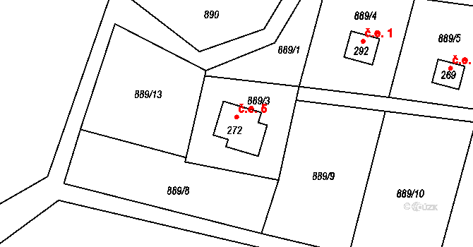 Ohnišov 5 na parcele st. 272 v KÚ Ohnišov, Katastrální mapa