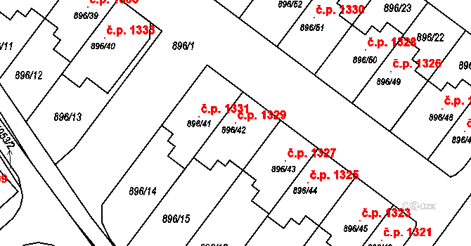 Svatobořice 1329, Svatobořice-Mistřín na parcele st. 896/42 v KÚ Svatobořice, Katastrální mapa