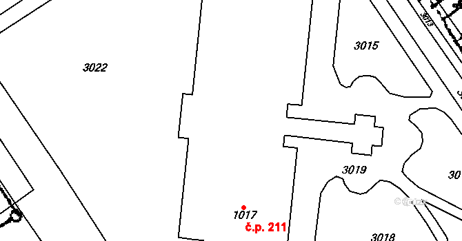 Prosiměřice 211 na parcele st. 1017 v KÚ Prosiměřice, Katastrální mapa