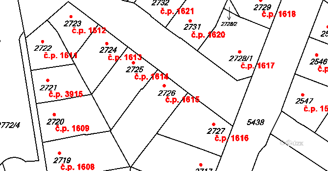 Znojmo 1615 na parcele st. 2726 v KÚ Znojmo-město, Katastrální mapa