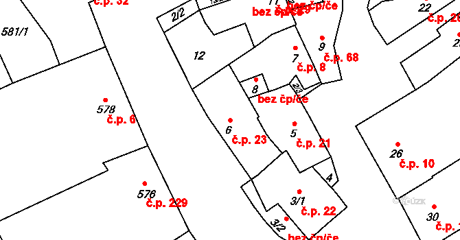 Přerov IV-Kozlovice 23, Přerov na parcele st. 6 v KÚ Kozlovice u Přerova, Katastrální mapa