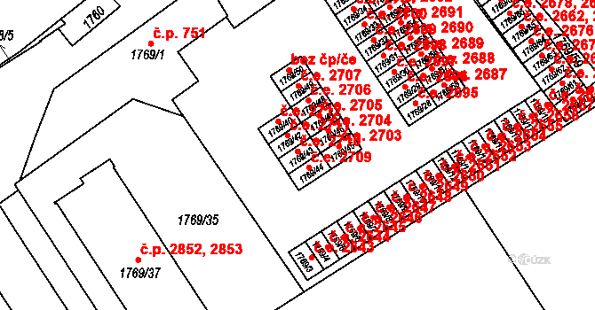 Jihlava 2710 na parcele st. 1769/43 v KÚ Jihlava, Katastrální mapa