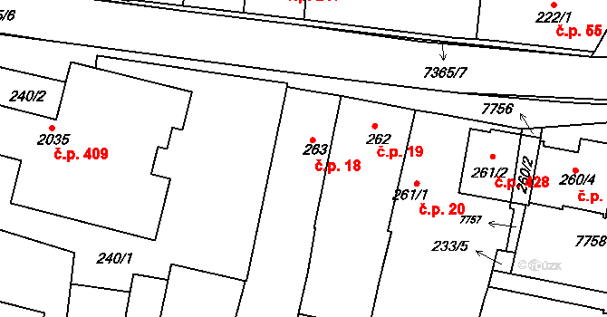 Telč-Štěpnice 18, Telč na parcele st. 263 v KÚ Telč, Katastrální mapa