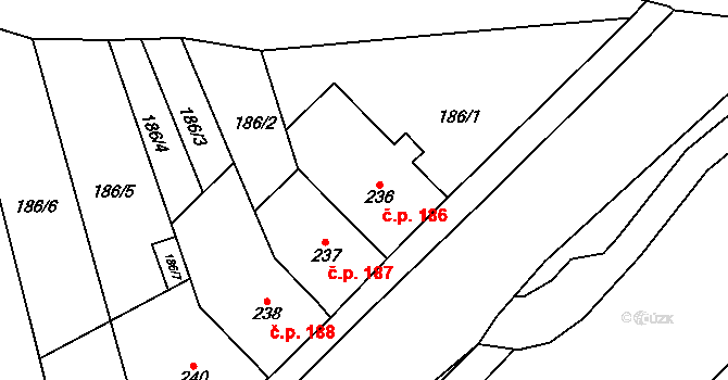 Chvalkovice na Hané 186, Ivanovice na Hané na parcele st. 236 v KÚ Chvalkovice na Hané, Katastrální mapa