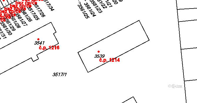 Pod Bezručovým vrchem 1214, Krnov na parcele st. 3539 v KÚ Krnov-Horní Předměstí, Katastrální mapa