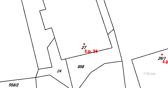 Kolence 24, Novosedly nad Nežárkou na parcele st. 27 v KÚ Kolence, Katastrální mapa