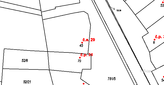 Strabenice 29, Litenčice na parcele st. 45 v KÚ Strabenice, Katastrální mapa