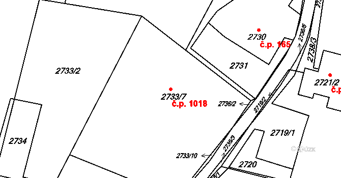 Poruba 1018, Orlová na parcele st. 2733/7 v KÚ Poruba u Orlové, Katastrální mapa