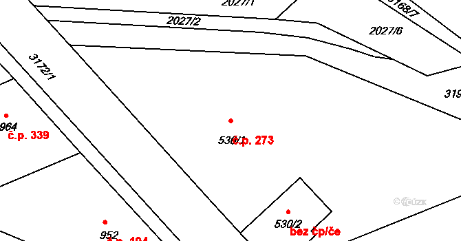 Planá nad Lužnicí 273 na parcele st. 530/1 v KÚ Planá nad Lužnicí, Katastrální mapa