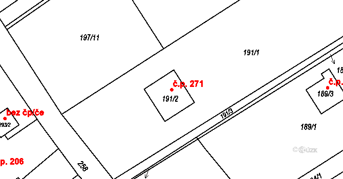 Dolní Marklovice 271, Petrovice u Karviné na parcele st. 191/2 v KÚ Dolní Marklovice, Katastrální mapa