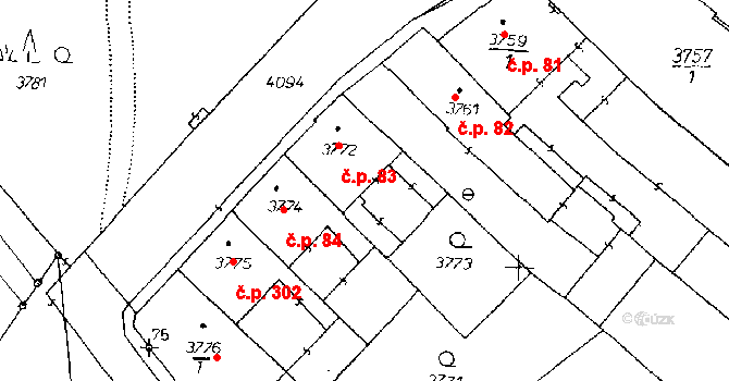 Poděbrady III 83, Poděbrady na parcele st. 3772 v KÚ Poděbrady, Katastrální mapa