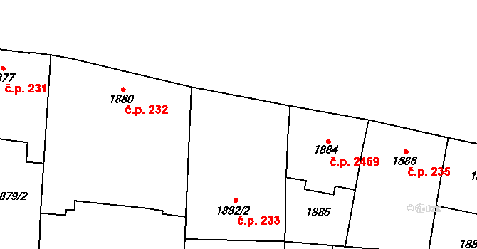Břevnov 233, Praha na parcele st. 1882/2 v KÚ Břevnov, Katastrální mapa