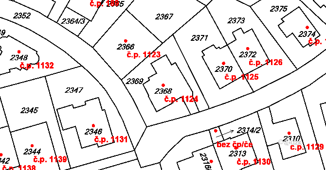 Vršovice 1124, Praha na parcele st. 2368 v KÚ Vršovice, Katastrální mapa