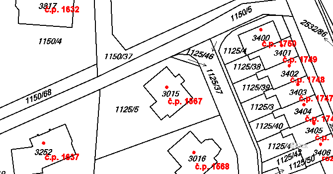 Dobříš 1567 na parcele st. 3015 v KÚ Dobříš, Katastrální mapa