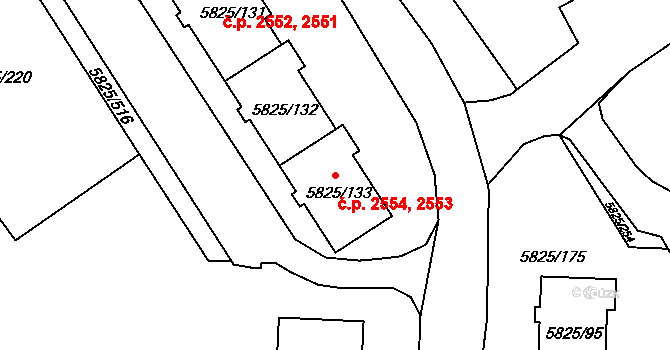 Česká Lípa 2553,2554 na parcele st. 5825/133 v KÚ Česká Lípa, Katastrální mapa