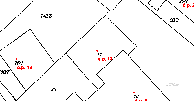Kutlíře 13, Křečhoř na parcele st. 11 v KÚ Kutlíře, Katastrální mapa