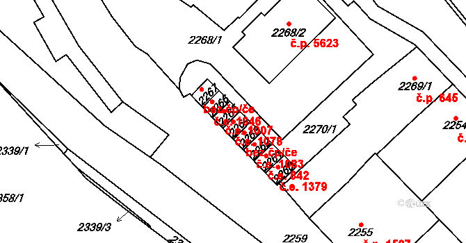 Chomutov 1078 na parcele st. 2264 v KÚ Chomutov I, Katastrální mapa