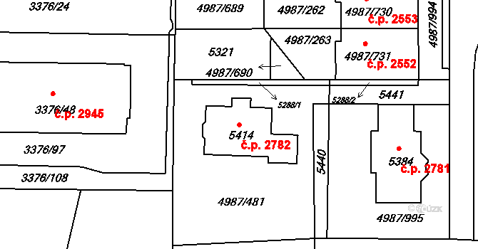 Louny 2782 na parcele st. 5414 v KÚ Louny, Katastrální mapa