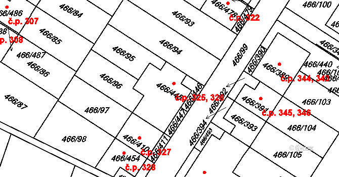 Rebešovice 325,326 na parcele st. 466/445 v KÚ Rebešovice, Katastrální mapa