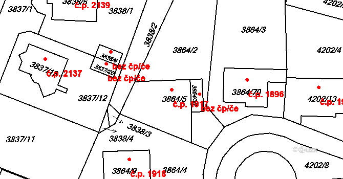Předměstí 1917, Litoměřice na parcele st. 3864/5 v KÚ Litoměřice, Katastrální mapa