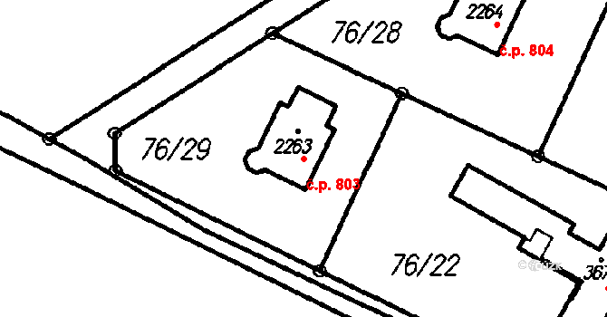 Čeladná 803 na parcele st. 2263 v KÚ Čeladná, Katastrální mapa