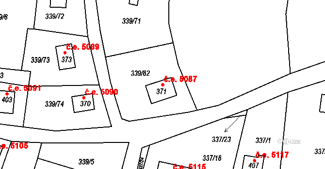 Kozojedy 5087 na parcele st. 371 v KÚ Kozojedy u Kostelce nad Černými Lesy, Katastrální mapa