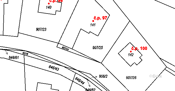 Lukavička 97, Lukavice na parcele st. 141 v KÚ Lukavice, Katastrální mapa