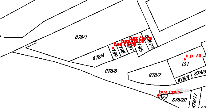 Chocerady 39342905 na parcele st. 199 v KÚ Vlkovec, Katastrální mapa