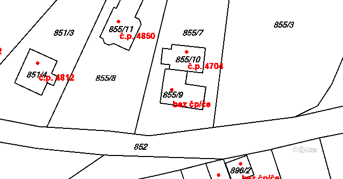 Jablonec nad Nisou 41389905 na parcele st. 855/9 v KÚ Rýnovice, Katastrální mapa