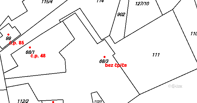 Račice nad Trotinou 42807905 na parcele st. 68/3 v KÚ Račice nad Trotinou, Katastrální mapa