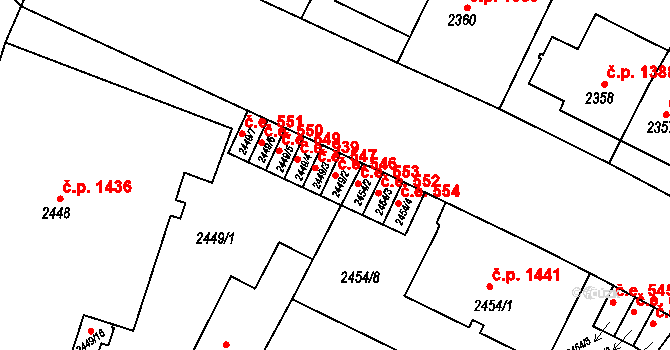 Znojmo 546 na parcele st. 2449/2 v KÚ Znojmo-město, Katastrální mapa
