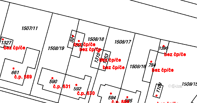 Jevíčko 43484905 na parcele st. 1315 v KÚ Jevíčko-předměstí, Katastrální mapa