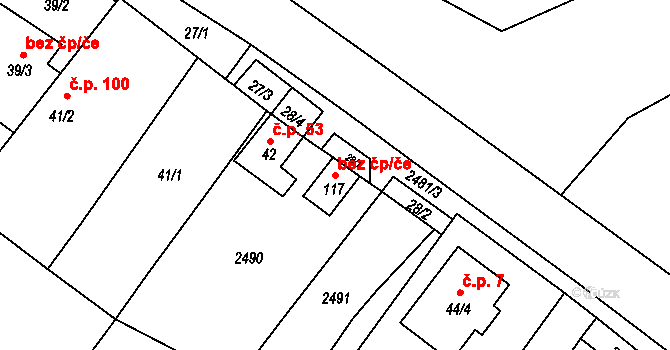 Český Rudolec 43490905 na parcele st. 117 v KÚ Matějovec, Katastrální mapa