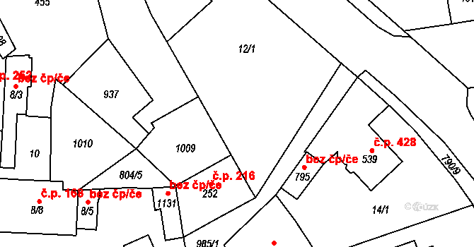 Košťany 45069905 na parcele st. 795 v KÚ Košťany, Katastrální mapa