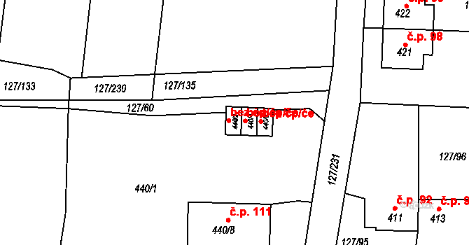 Trhanov 45243905 na parcele st. 440/2 v KÚ Trhanov, Katastrální mapa