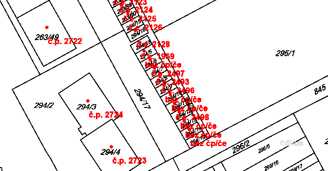 Znojmo 47523905 na parcele st. 294/9 v KÚ Znojmo-Louka, Katastrální mapa