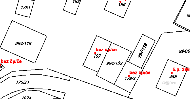 Jevišovice 49056905 na parcele st. 197 v KÚ Jevišovice, Katastrální mapa