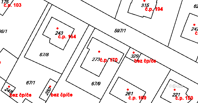 Jiřice 170, Kostelec nad Labem na parcele st. 273 v KÚ Jiřice u Kostelce nad Labem, Katastrální mapa