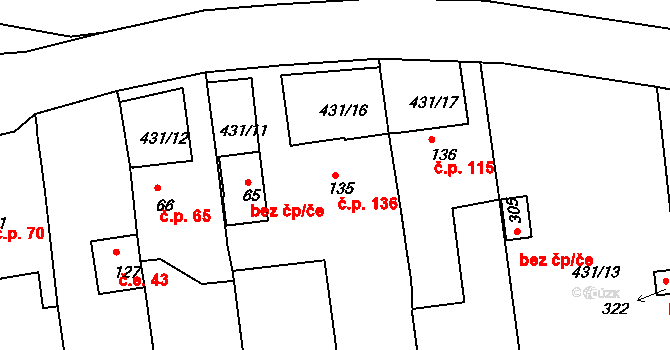 Mlékojedy 136, Neratovice na parcele st. 135 v KÚ Mlékojedy u Neratovic, Katastrální mapa