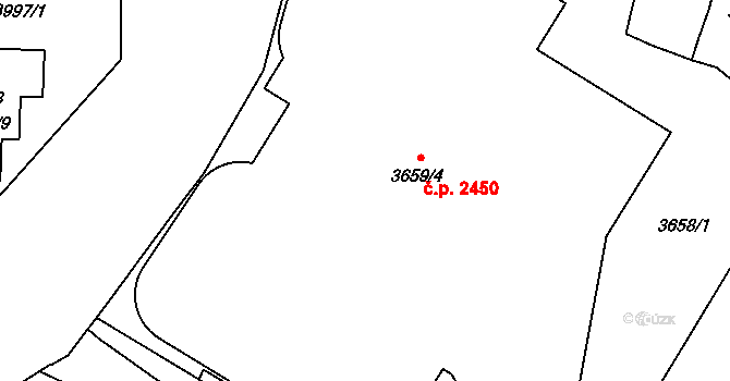 Libeň 2450, Praha na parcele st. 3659/4 v KÚ Libeň, Katastrální mapa