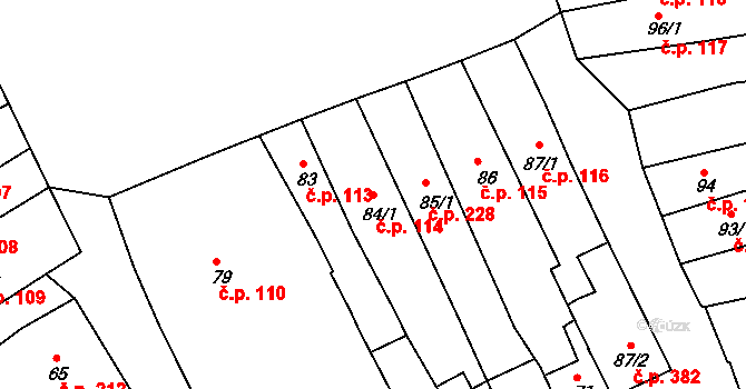 Broumov 114 na parcele st. 84/1 v KÚ Broumov, Katastrální mapa