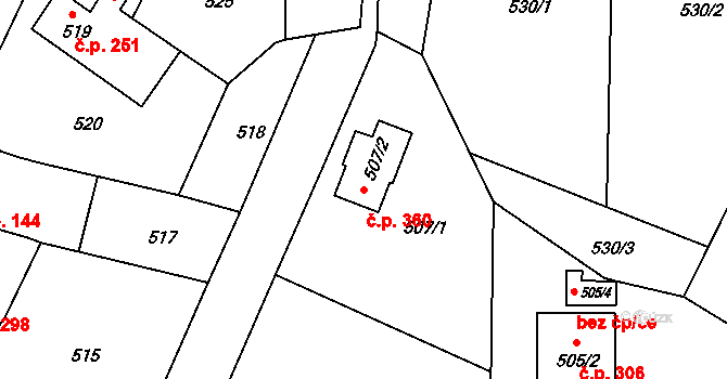 Olomučany 360 na parcele st. 507/2 v KÚ Olomučany, Katastrální mapa