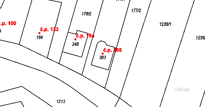Žopy 205, Holešov na parcele st. 383 v KÚ Žopy, Katastrální mapa