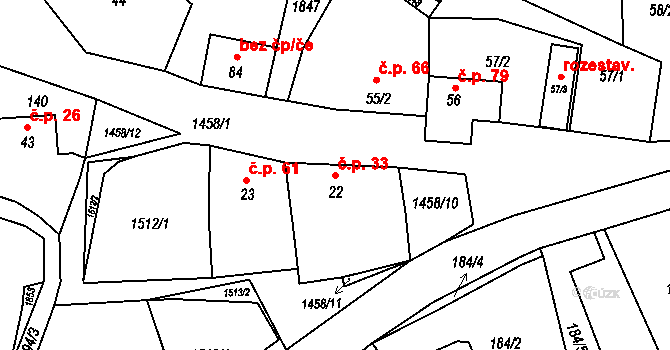 Veletice 33, Holedeč na parcele st. 22 v KÚ Veletice, Katastrální mapa