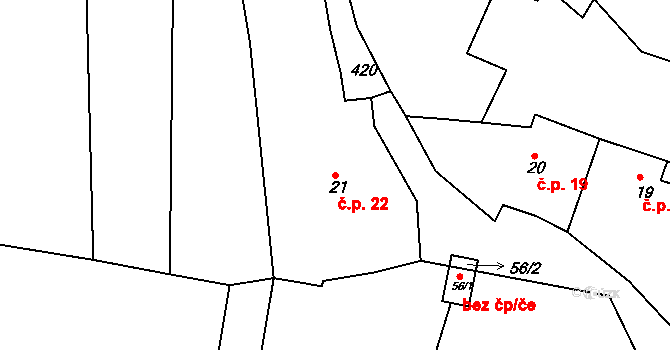 Vrbka 22, Kozlov na parcele st. 21 v KÚ Vrbka u Ledče nad Sázavou, Katastrální mapa