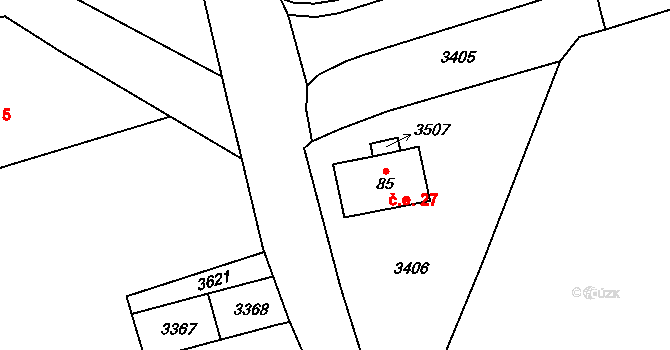 Orlické Záhoří 27 na parcele st. 85 v KÚ Kunštát u Orlického Záhoří, Katastrální mapa