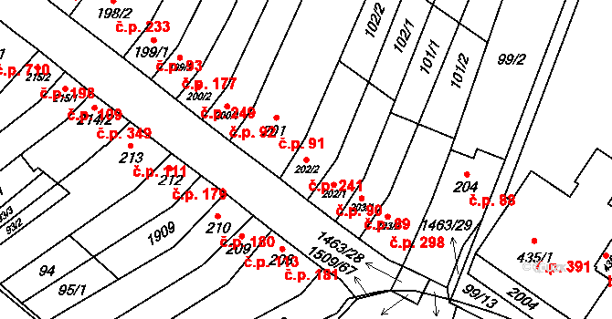 Kvasice 241 na parcele st. 202/2 v KÚ Kvasice, Katastrální mapa