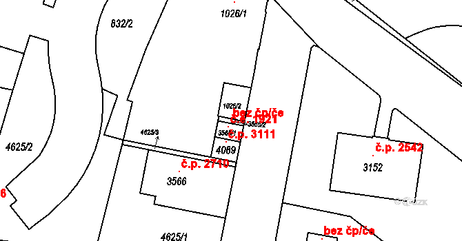 Žatec 105984906 na parcele st. 1026/2 v KÚ Žatec, Katastrální mapa