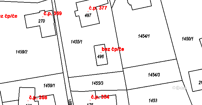 Rumburk 115160906 na parcele st. 496 v KÚ Dolní Křečany, Katastrální mapa